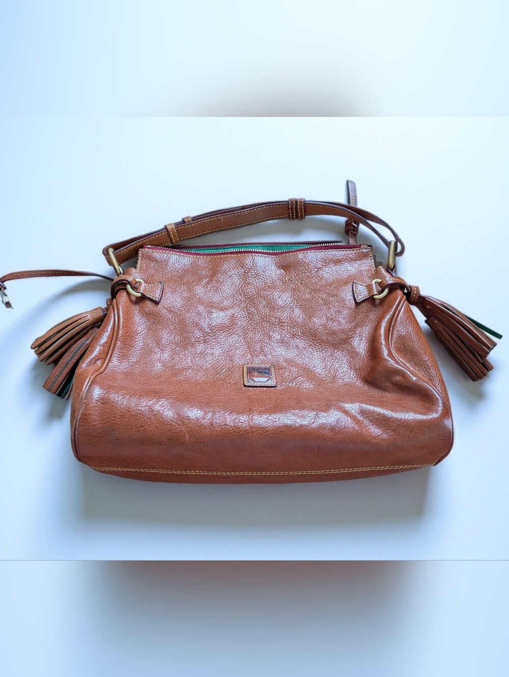 Dooney & Bourke Pebble Leather Shoulder Bag - Saddle Brown